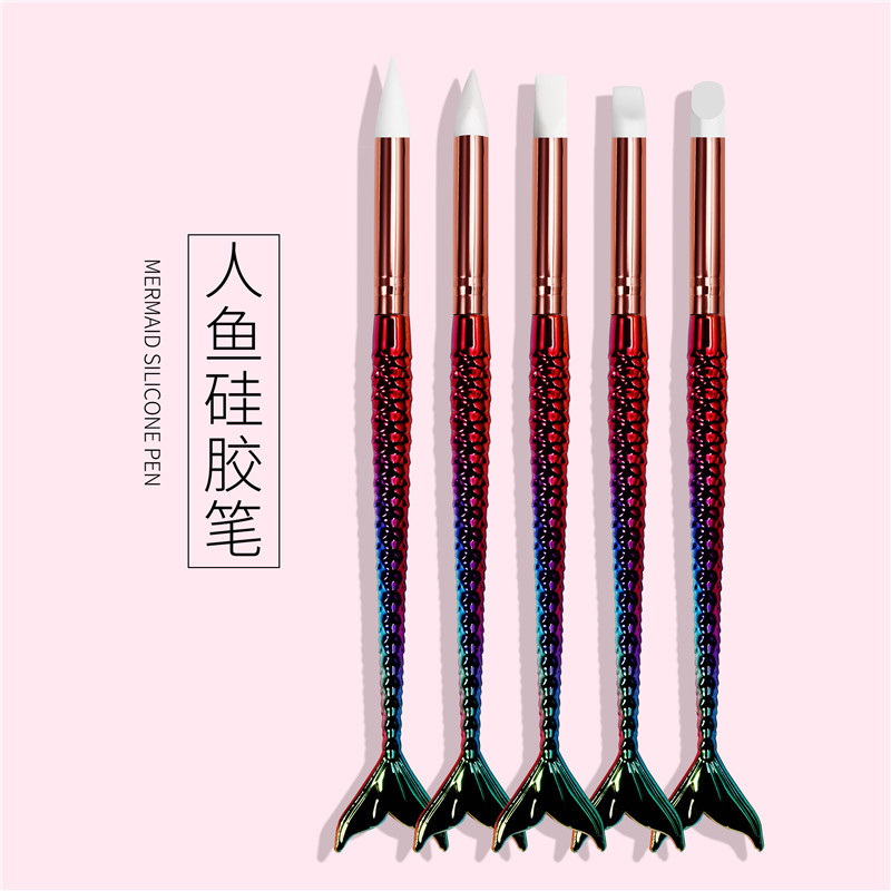 Cruz-frontera especial Sirena Varilla pluma de silicona manicura de silicona pluma de grabado hueco pluma pintada