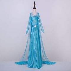 Summer Export Children's Clothing Frozen Princess Dress for Girls with Lace, Train Print, Glitter and Bead Embellishments