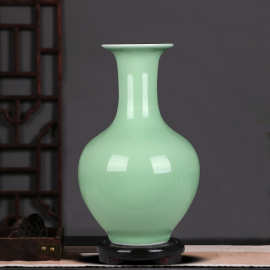 景德镇陶瓷 花瓶影青瓷豆青釉摆件插花器博古架多宝阁客厅装饰品