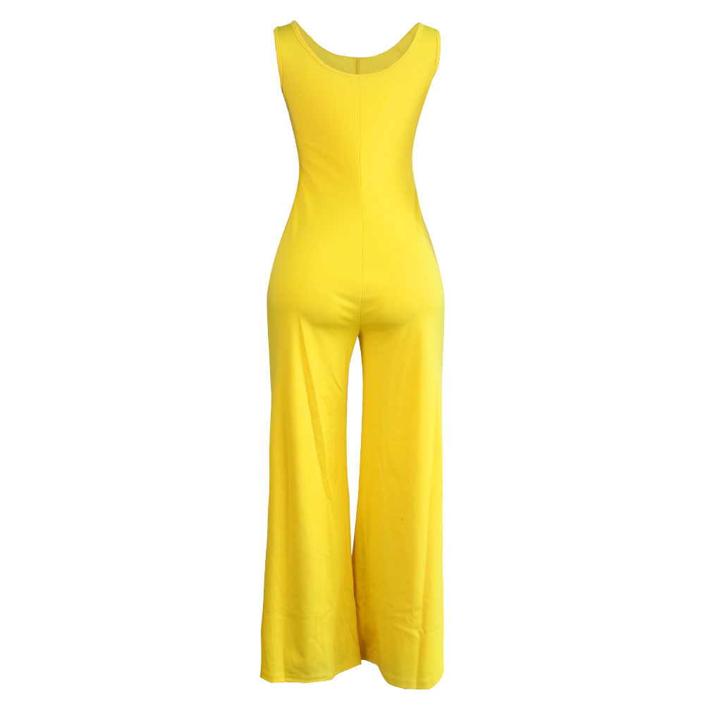 Sexy Round Neck Sleeveless Wide Leg Jumpsuit NSWNY58564