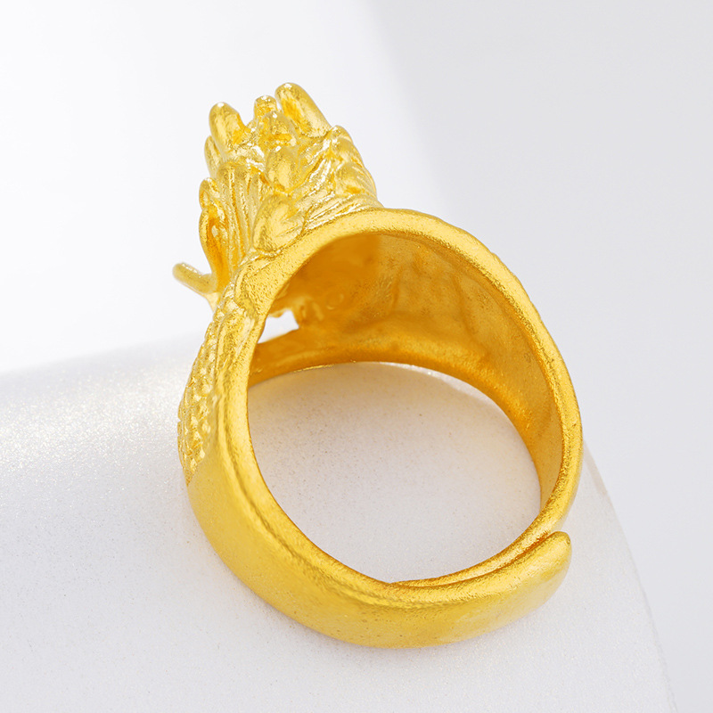 El oro de Vietnam dominante de los hombres de moda anillo de dragón abierto chapado en cobre puro 999 accesorios de oro puesto de suministro al por mayor