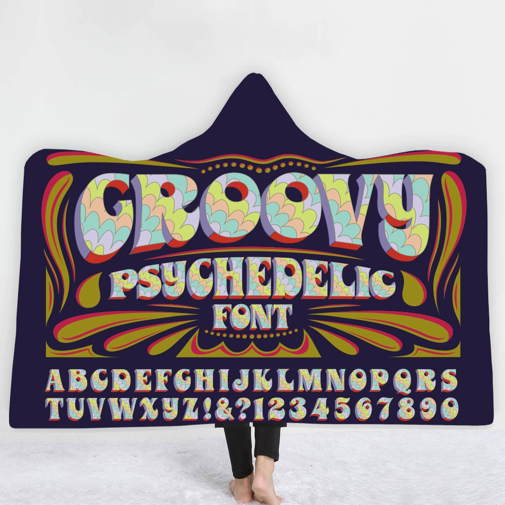 Трансграничное зимнее Европейское и американское одеяло со шляпой-хиппи Одеяло с капюшоном Утолщенный двухслойный плащ, плюшевый с цифровой печатью