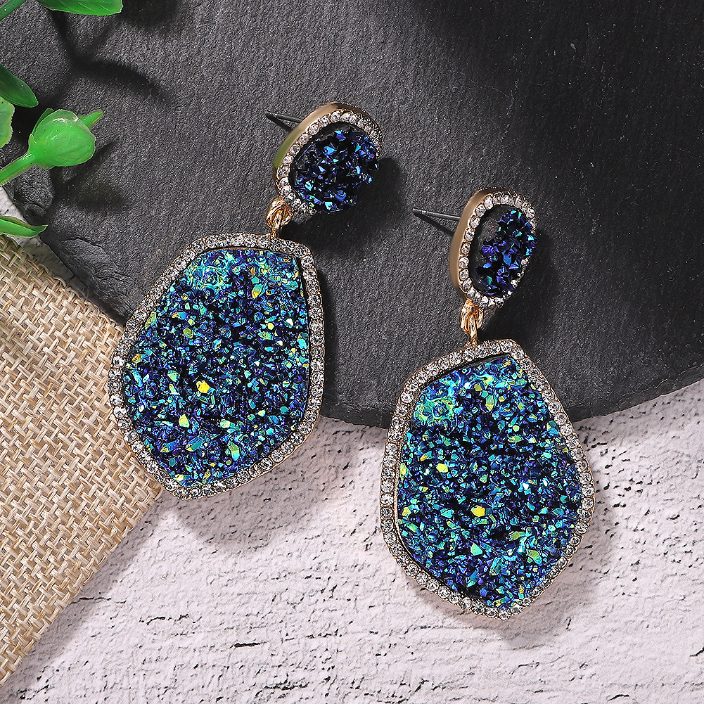 Frosted Alloy Earrings With Diamonds display picture 4