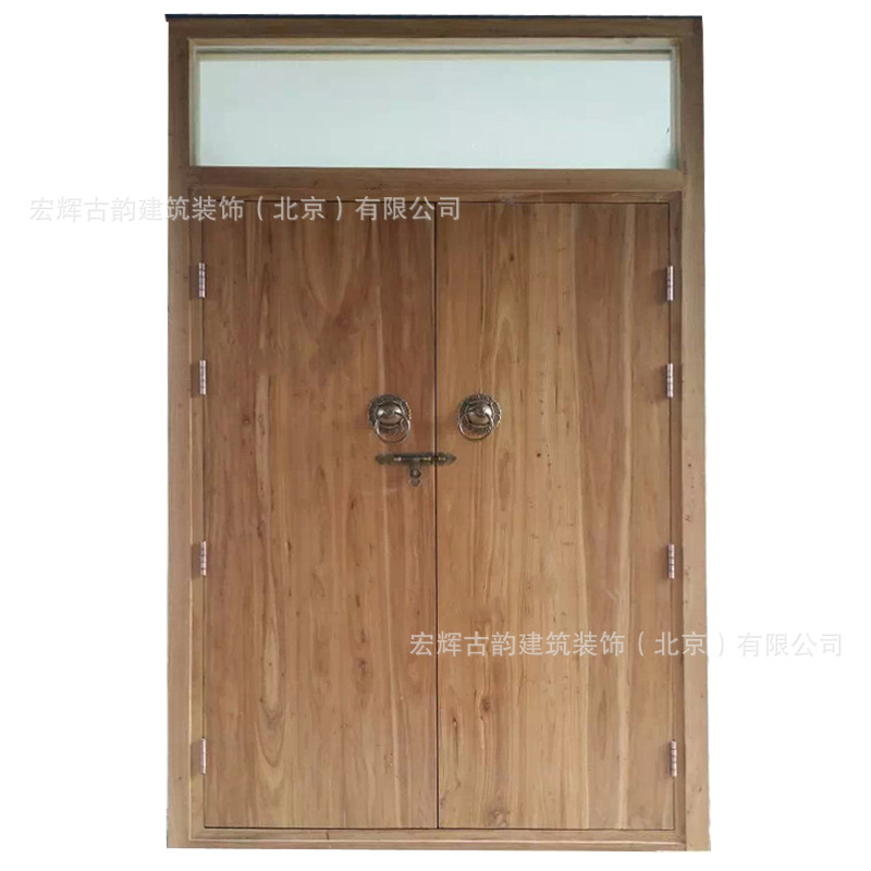 实木对开门 榆木仿古大门 中式入户大门批发 北京室内木门厂-阿里巴巴