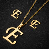 Pendant stainless steel with letters, necklace, chain, set, earrings, accessory, European style, wholesale