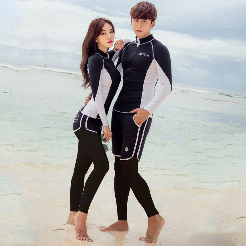 Korean style men's and women's long-sleeved trousers new diving suit outdoor jellyfish suit split sun protection quick-drying couple snorkeling swimsuit
