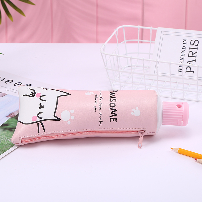 Customizable cute cartoon creative unicorn pen case with pencil sharpener and toothpaste shape, large-capacity storage stationery bag detail image 7