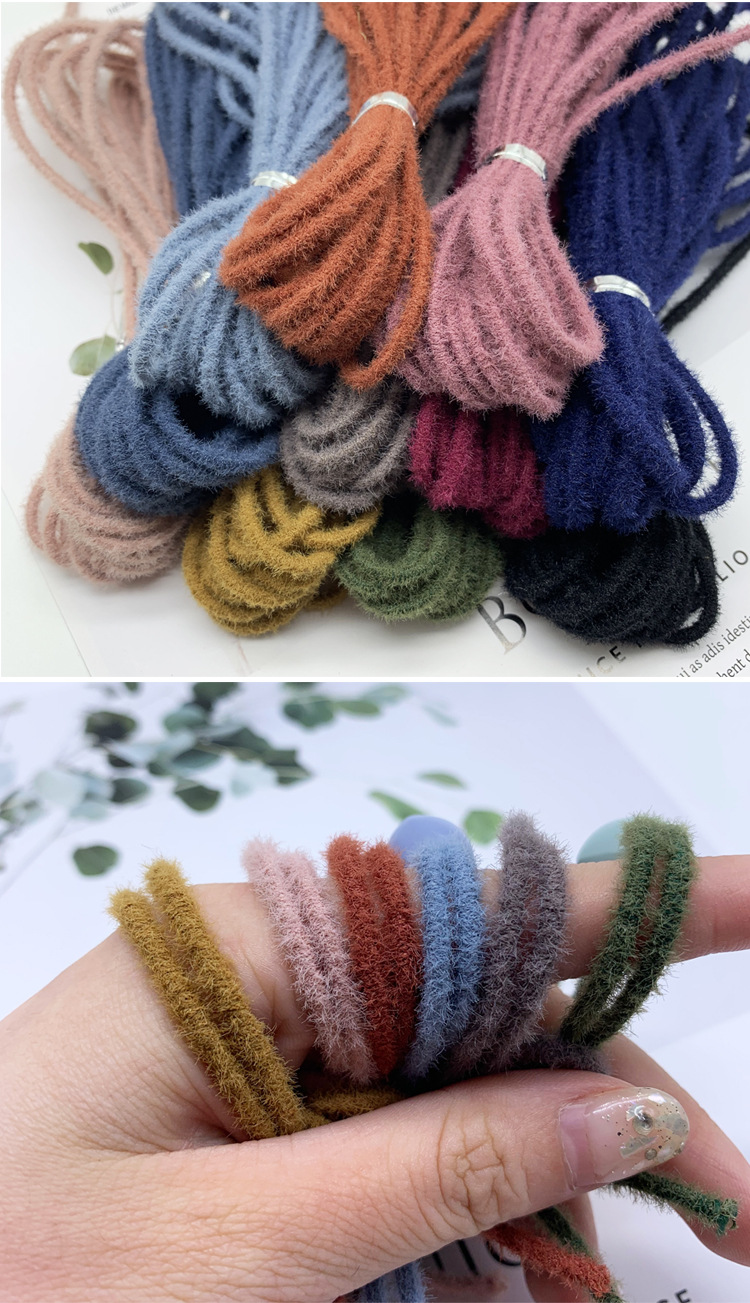 Factory direct sales of hair accessories, hair strings, plush high-elasticity rubber bands, diy fresh color headwear, rubber bands, versatile detail image 6