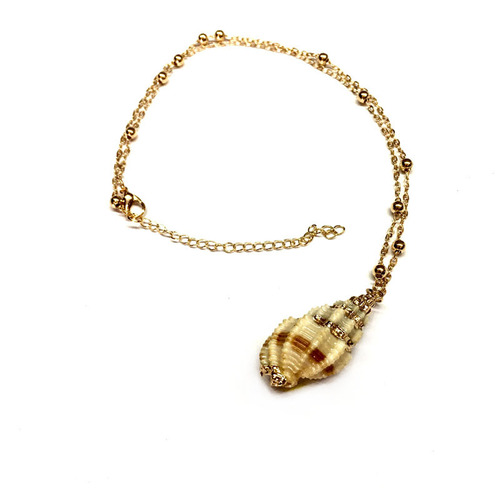 New commuter conch bead necklace natural shell electroplated gold edge pendant bohemian beach style natural necklace