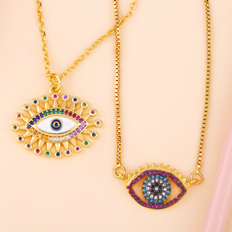 201 new diamond necklace drop oil eye pendant female sweater chain
