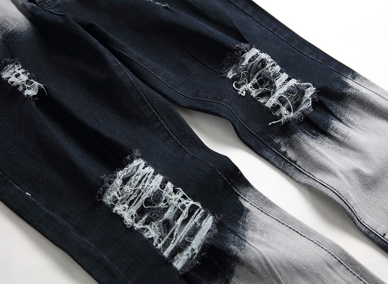 Vaqueros desgastados para hombre, vaqueros rectos elásticos de moda._voghion.com