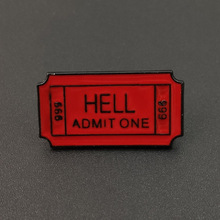 欧美666 HELL ADMIT ONE 创意徽章胸针 牛仔夹克包包百搭胸针