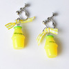 Amusing strawberry, earrings with bow, ear clips, handmade, South Korea, no pierced ears