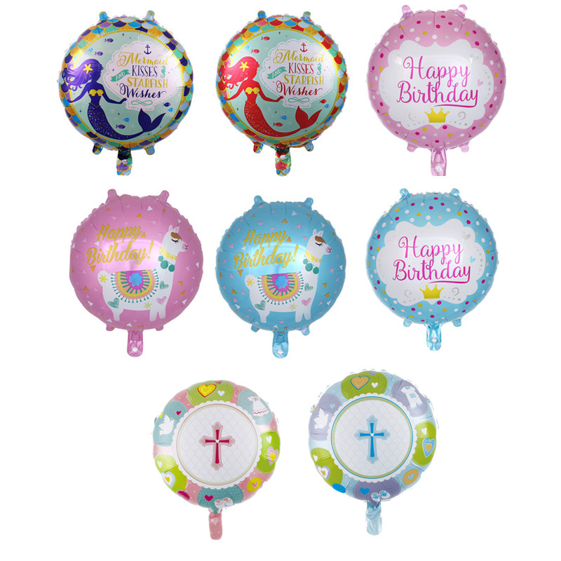 新款18寸美人鱼圆球铝膜气球宝宝生日派对装饰儿童玩具跨境批发