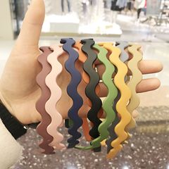 韓版糖果色女士磨砂發箍洗臉簡約小波浪頭箍鋸齒壓發日韓髮飾批發