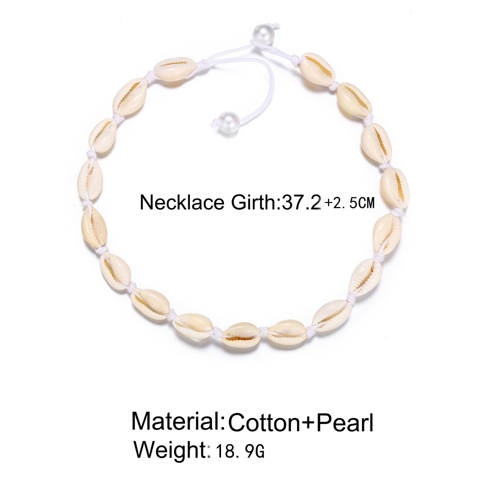  shell necklace creative retro simple shell pearl neck chain_voghion.com