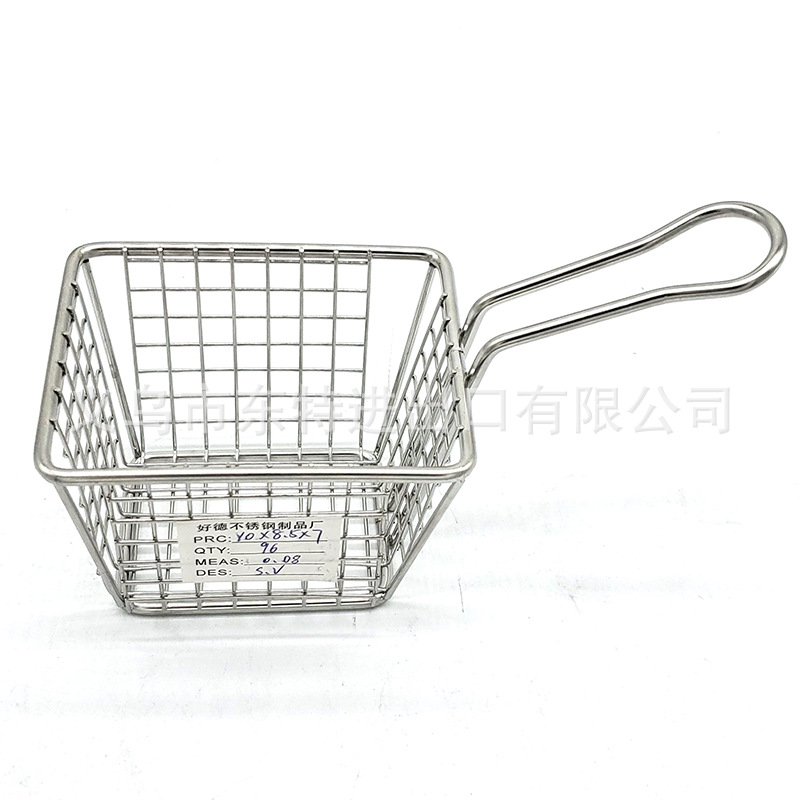 Factory direct sales of stainless steel frying baskets and sieves, French fries frying baskets, deep-frying baskets, filters and sieves, snack and pastry baskets and frames detail image 12