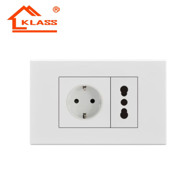 【118美规】美式外贸出口工厂批发白色pc意大利插座  欧式插座