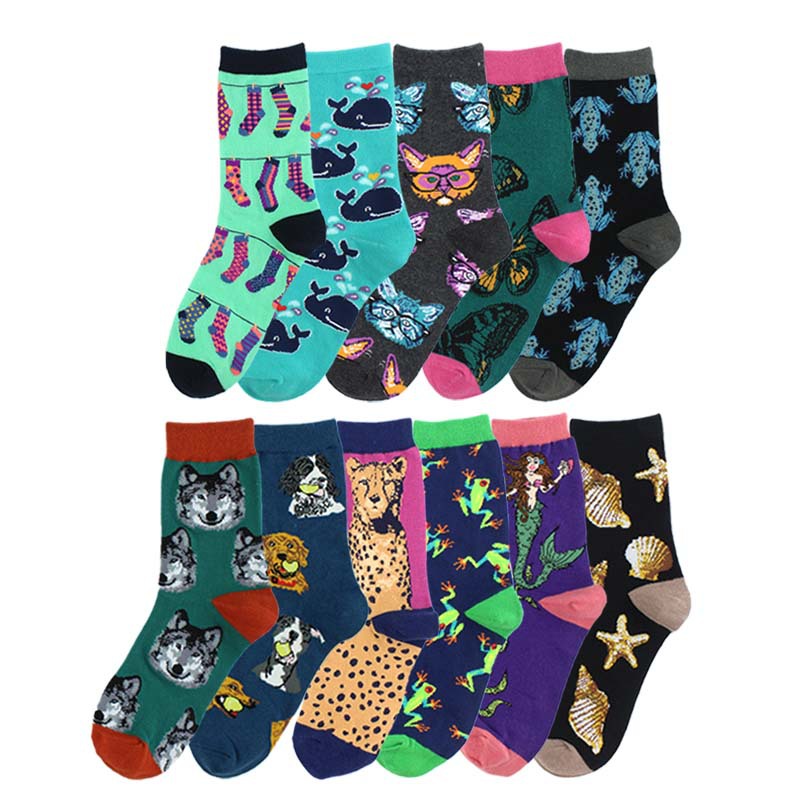 Femmes Style Simple Style Classique Commuer Bloc De Couleur Coton Impression Crew Socks Une Paire display picture 3