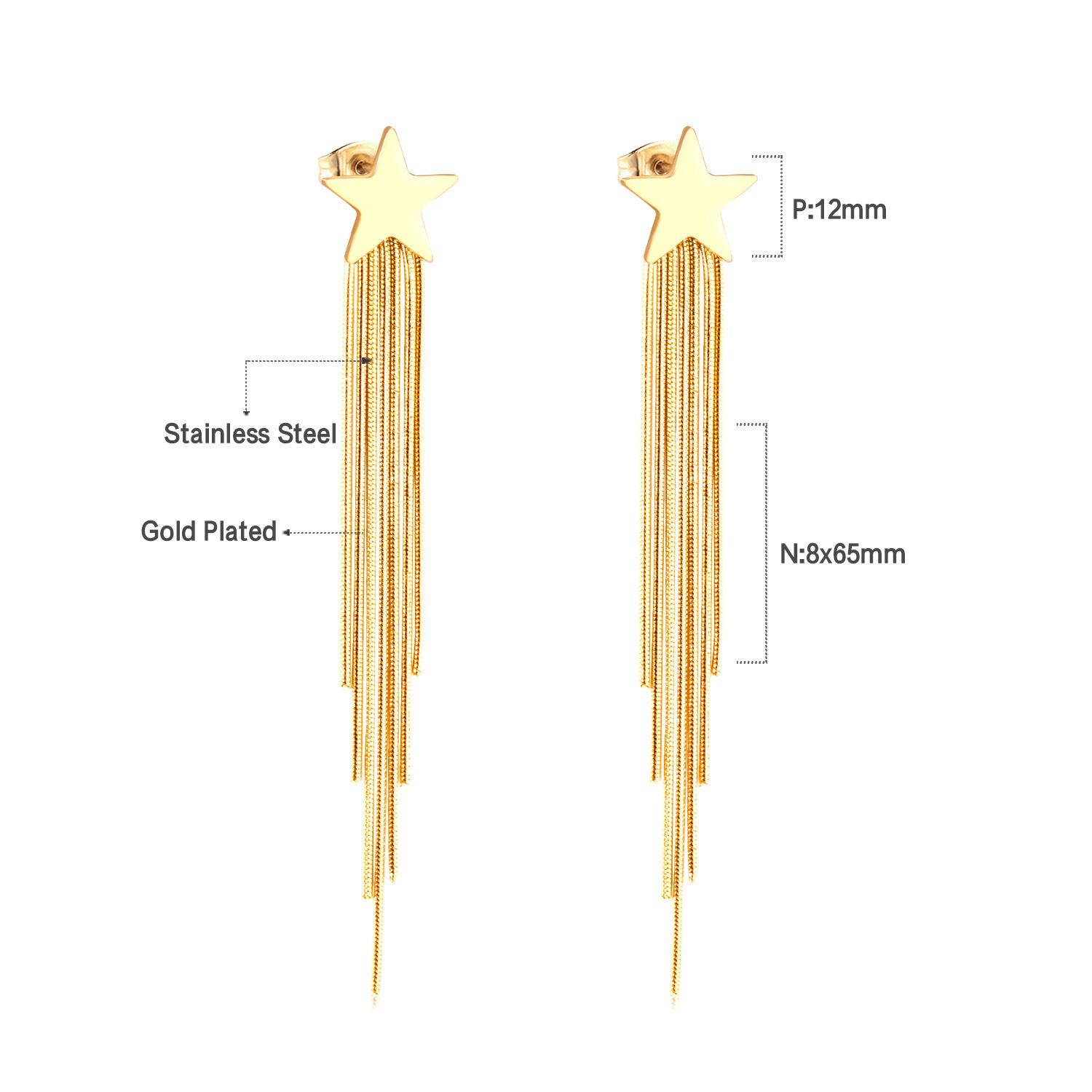 13g Weight Drop Earrings Classification 1 Pair Quantity Daily Occasion Stainless Steel Material Rhombus Pattern Women'S Gender Plating Design Fashion Style Fashion Rhombus Stainless Steel Plating Drop Earrings 1 Pair 5