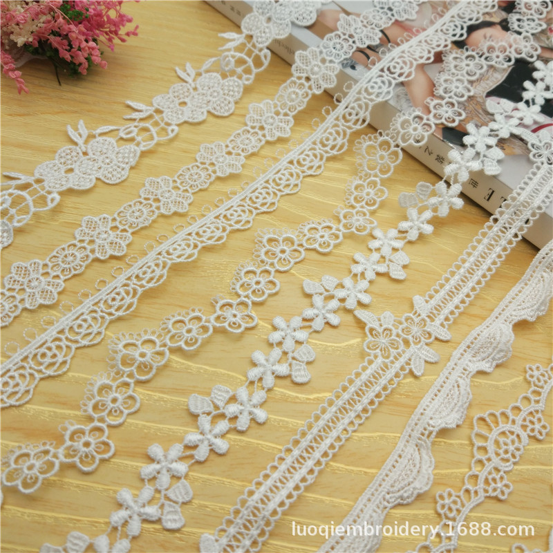 厂家直销 精细涤纶小水溶刺绣花边 服装童装饰品手工辅料吊带蕾丝