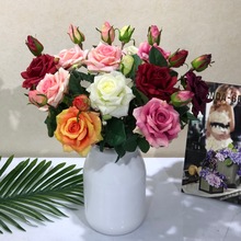 婚庆仿真花 手感玫瑰厂家批发新娘手捧花淘宝一件代发家居装饰品