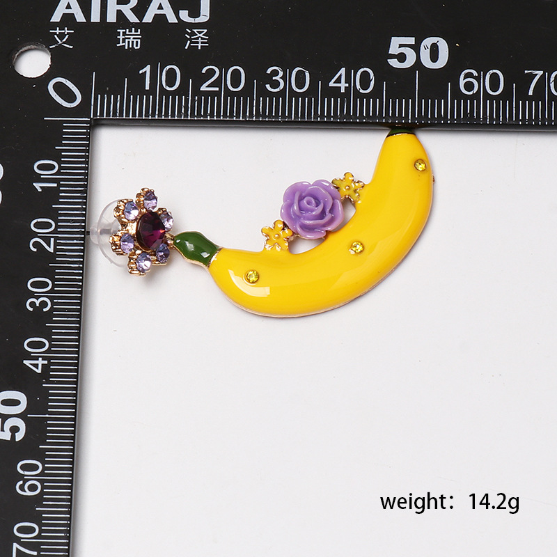 Banana Flower Earrings Diamond Stud Earrings Women's Earrings Wholesale display picture 1