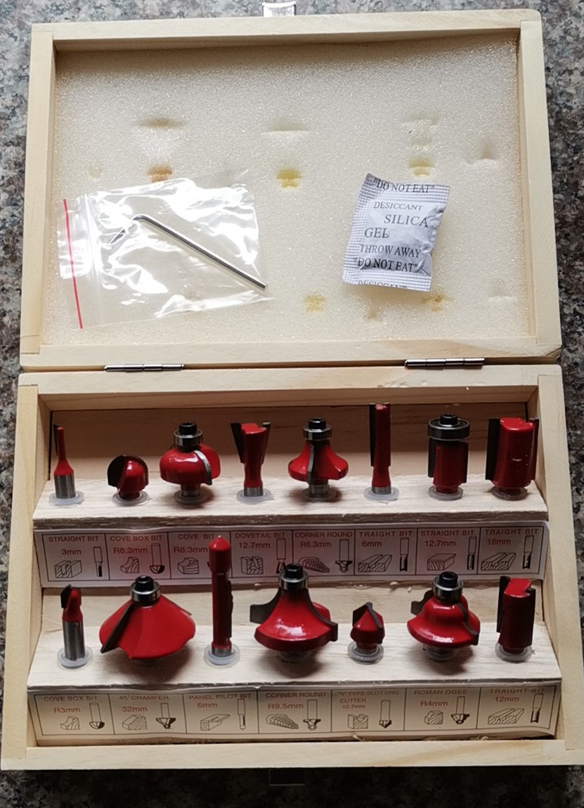 套装木工铣刀15PC 木工雕刻机/电木铣/修边机 刀头套装刀具