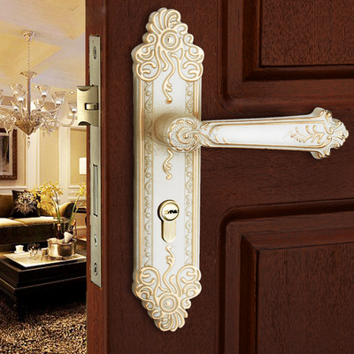 锌合金室内卧室房间实木门锁轻奢静音执手锁酒店五金锁具批发|ms