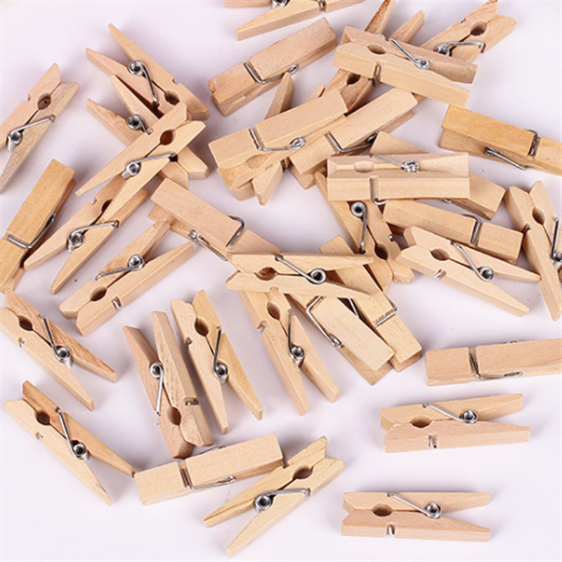 原木本色相片墙彩留言创意收纳 彩绘卡通可配麻绳4.5厘米木色夹子