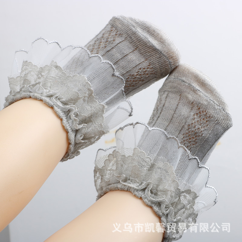 Calcetines de encaje para niños de estilo coreano calcetines de princesa de encaje fino de primavera y otoño de verano calcetines de malla para niñas calcetines de algodón para niños de estilo coreano calcetines de algodón para bebés