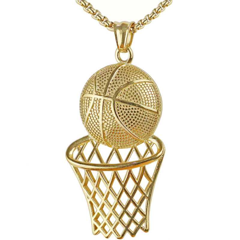 fashion creative solid color Basketball box titanium steel necklace wholesale nihaojewelry