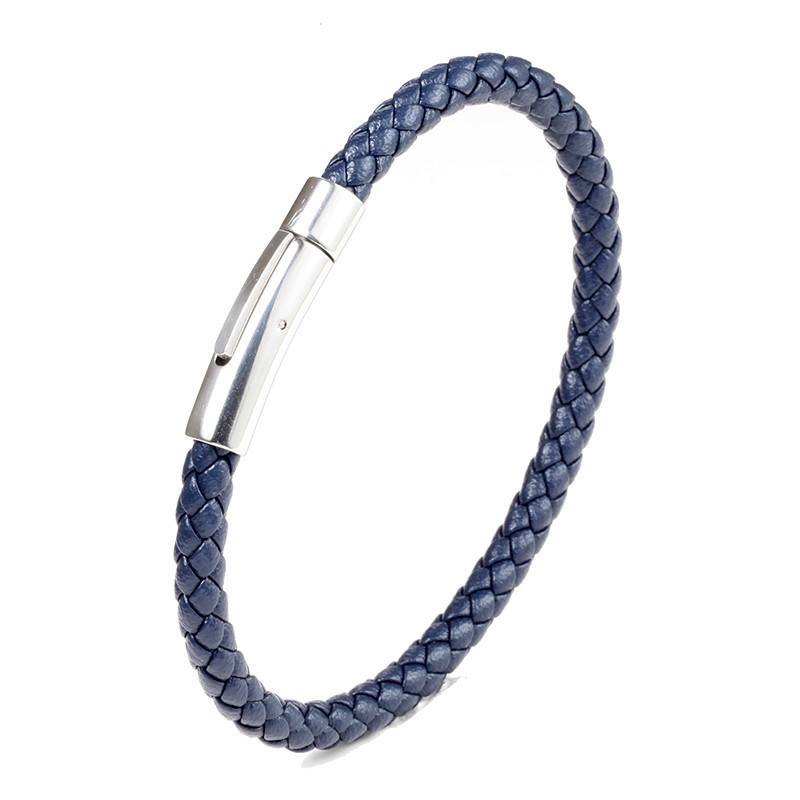 Leather Rope Chain Material Cord In Chain Chain Type Casual Circle Microfiber Steel Men's Wristband Men Cord & Leather Bracelets