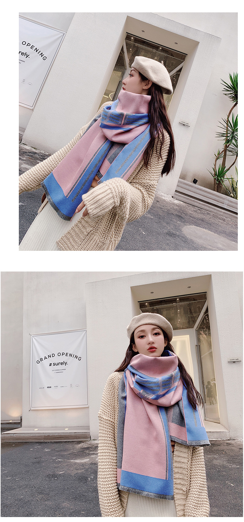 Korean Warmth Thick Imitative Cashmere Scarf display picture 24