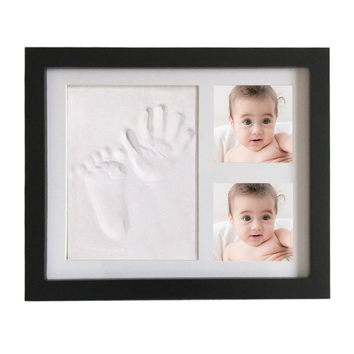Creative Baby Handprint and Footprint Frame, Infant Hand and Footprint Hand Sticker White Frame, Full Moon Keepsake, Handprint Ink