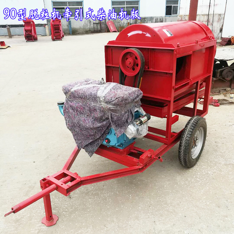 众鑫柴油机带黄豆脱粒机红豆打粒机中型手摇启动出大豆粒筛选机