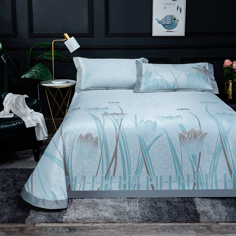 660D水洗冰丝席凉席三件套床单款机洗空调软凉席厂家直销礼品批发|ms