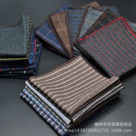 厂家直销时尚男士口袋巾 西装手帕巾配饰全棉条纹格子方巾批发