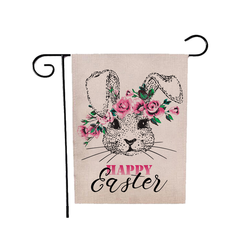 75g Weight Flag Event & Party Supplies 1 Piece, 47*32cm Quantity Linen Material Easter Festival Rabbit, Letter Pattern Cute Style Easter Cute Rabbit Letter Linen Flag Party Supplies Decorations 1 Piece 47*32cm 9