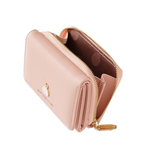 BATSIOE new Korean style square women's wallet 3-fold multi-functional card holder buckle zipper cartoon coin purse
