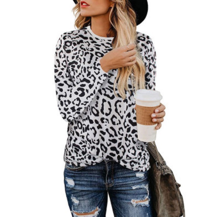 leopard print round neck top NSCX25044