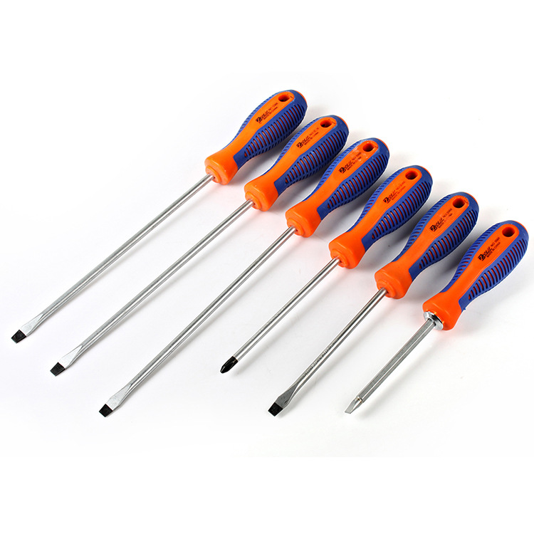 Mango de malla destornillador de plástico de dos colores Cruz destornillador de ciruela de una palabra herramienta de reparación de grado industrial