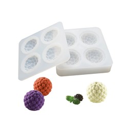 New Style 4-in-a-Row Raspberry Fruit Silicone Mold French Mousse Dessert DIY Baking Mold Cakemold