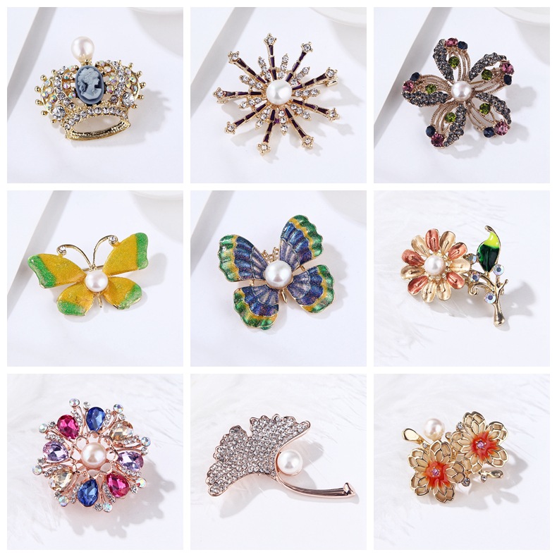 Fashion Flamingo Butterfly Shell Alloy Inlay Artificial Diamond Women's Brooches display picture 4