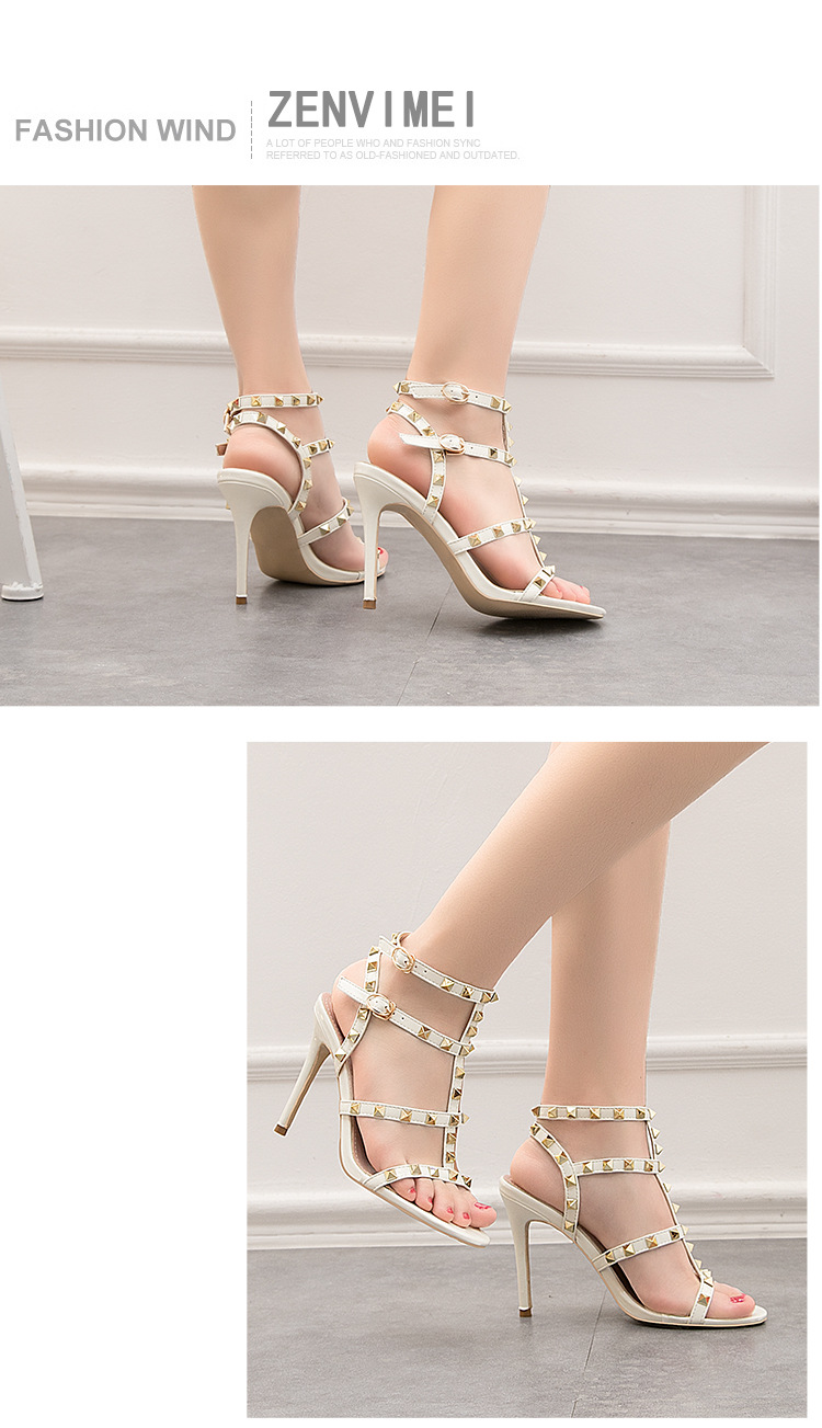 Buty damskie retro seksowne klub nocny wysokie obcasy lakierowana skóra metalowe nity seksowne klub nocny sandały buty rzymskie_voghion.com