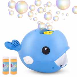 儿童双泡泡水鲸鱼卡通外形带音乐电动泡泡玩具 泡泡枪泡泡机