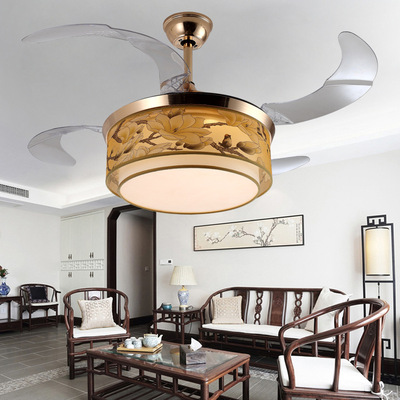 LED Ceiling frequency conversion Fan light Invisible Ceiling Fan Chinese style a living room bedroom Fan light