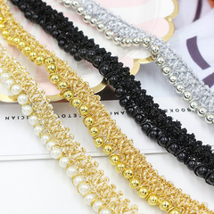 1.5cm珍珠金絲花邊輔料 diy手工服裝飾品配件帽子家居窗簾配件