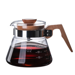 Supply of high borosilicate coffee set glass coffee pot hand brewed coffee pot coffee sharing pot teapot wooden handle glass pot