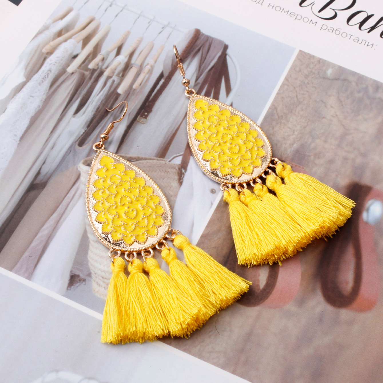 1 Pair Fashion Tassel Alloy Stoving Varnish Women's Drop Earrings display picture 2